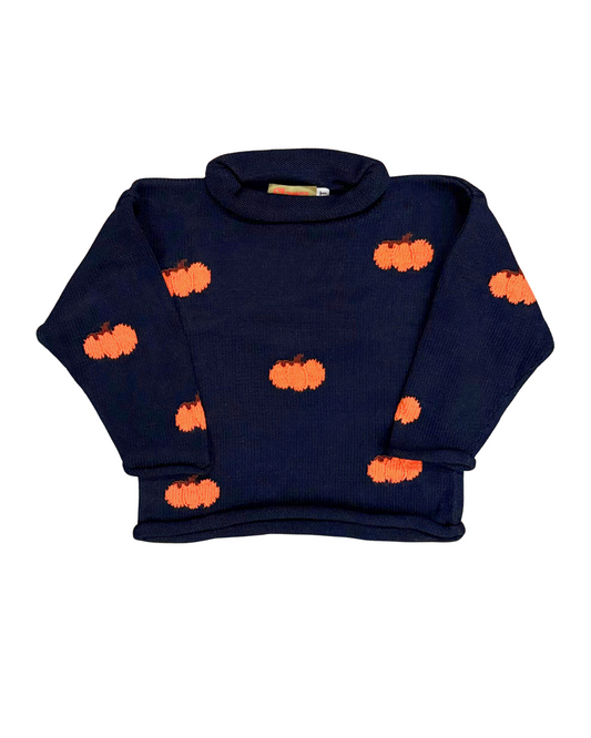 Claver Sweater - Pumpkins on Dark Navy