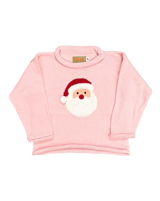 Claver Sweater - Santa on Light Pink