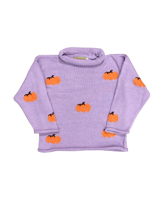 Claver Sweater - Pumpkins on Lavender