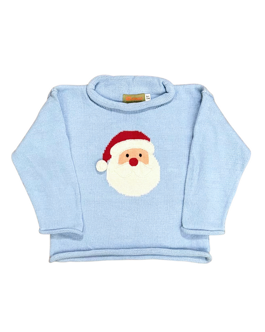 Claver Sweater - Santa on Sky Blue