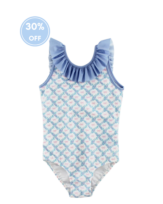 Girl's Bow Trellis Spandex Swimsuit