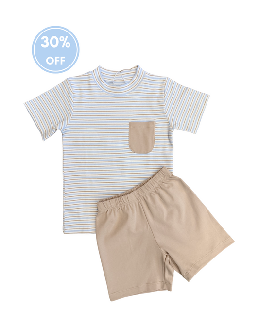 Squiggles - Latte Stripe Short Set
