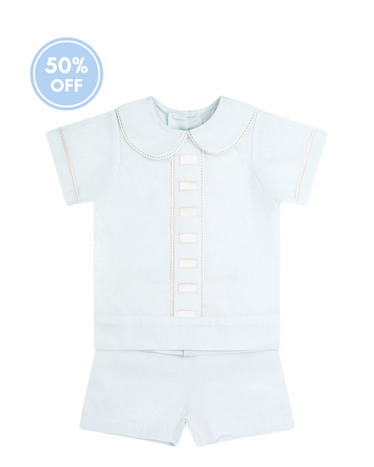 Blessings Blue Batiste with Ecru - Nate Short Set