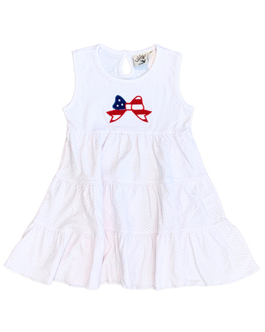 Luigi Pink Bitty Dot Patriotic Twirl Dress