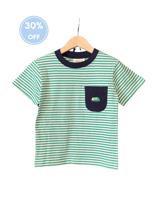 Luigi Garbage Truck Pocket Striped S/S Shirt