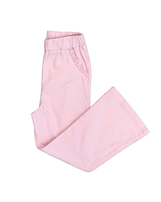 Luigi Corduroy Ruffle Flare Pants - Light Pink
