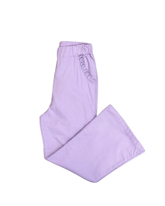 Luigi Corduroy Ruffle Flare Pants - Lavender