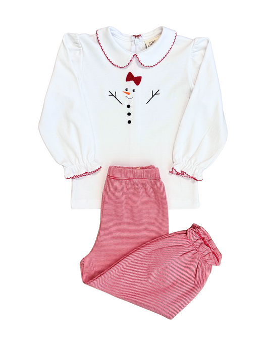Luigi Girl Snowman w/Bow Bloomer Pant Set
