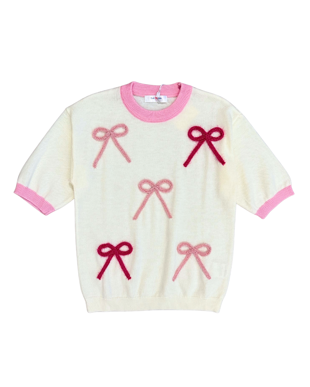 Cream Sweater - Pink Bows