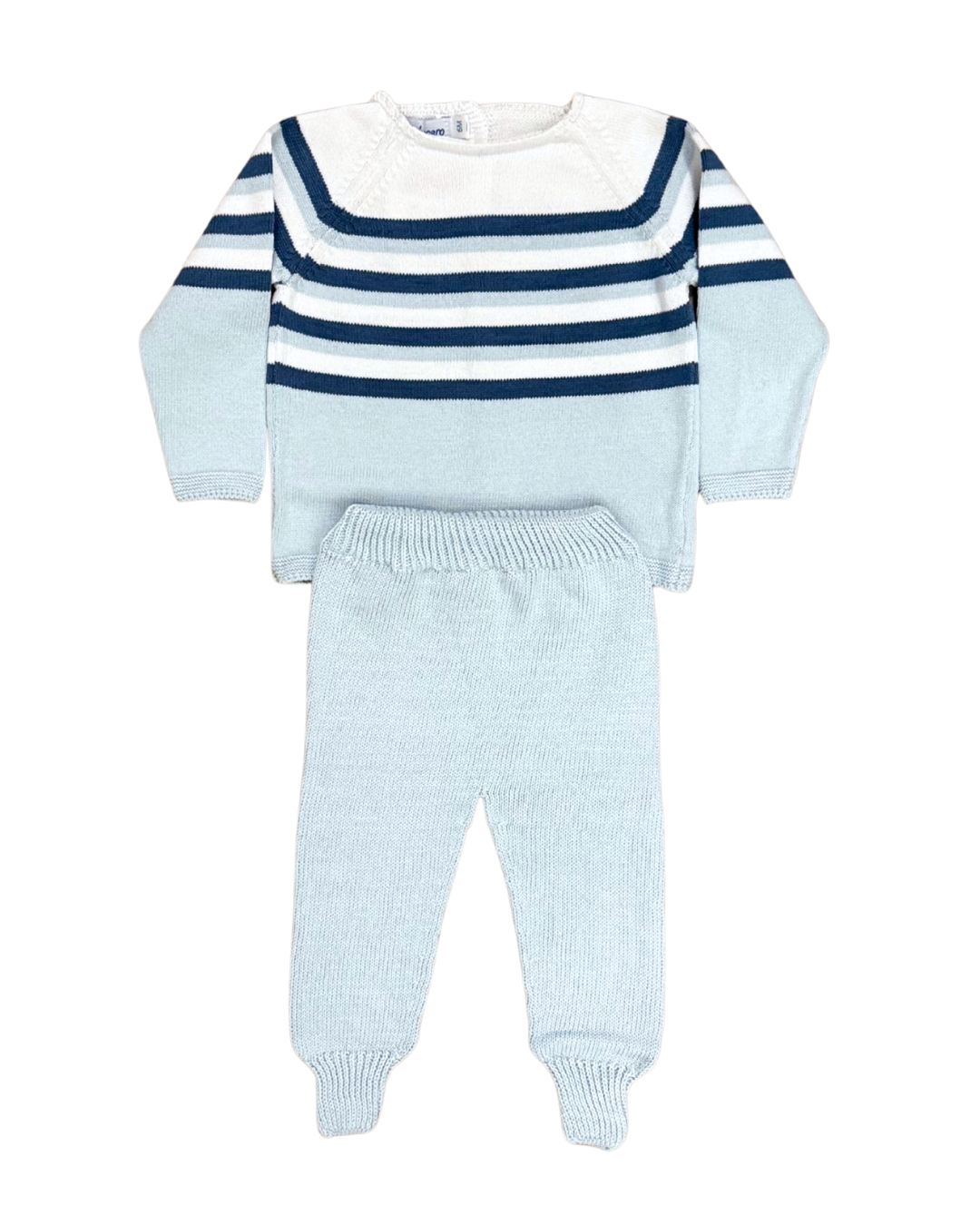 Mi Lucero Sweater Jogger Set - Light Blue Stripe