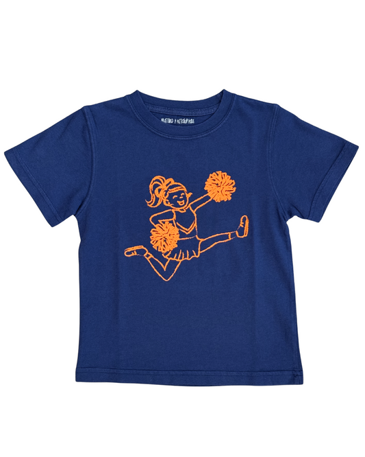 Cheerleader Tee - Navy & Orange