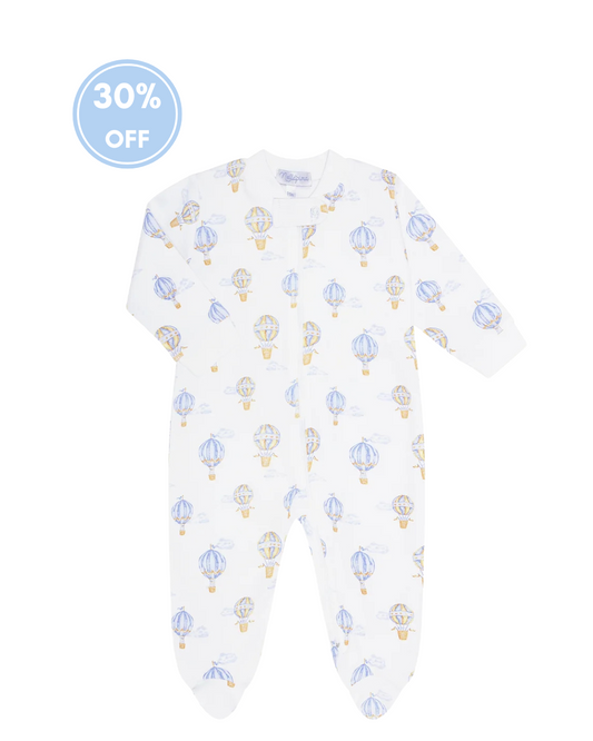 Blue Balloons Print Pima Footie
