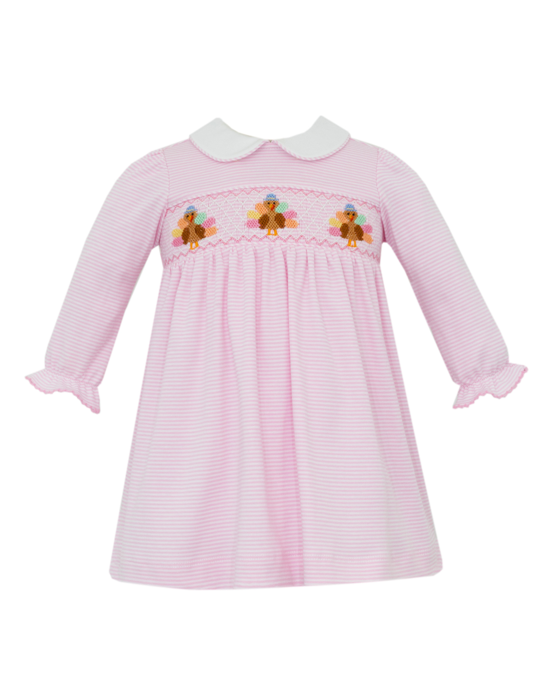 Smocked Turkey - Pink Stripe Knit Dress