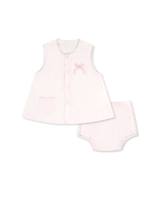 Maria Diaper Set - Blessings Pink Batiste with Bow Embroidery