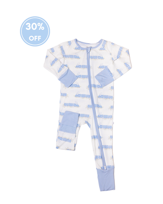 Trains - Bamboo Zippered Romper