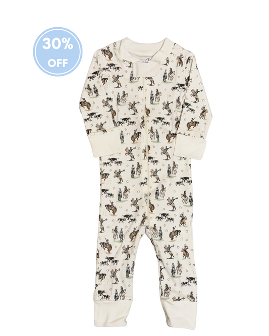 Wild West Zipper Pajamas in Driftwood