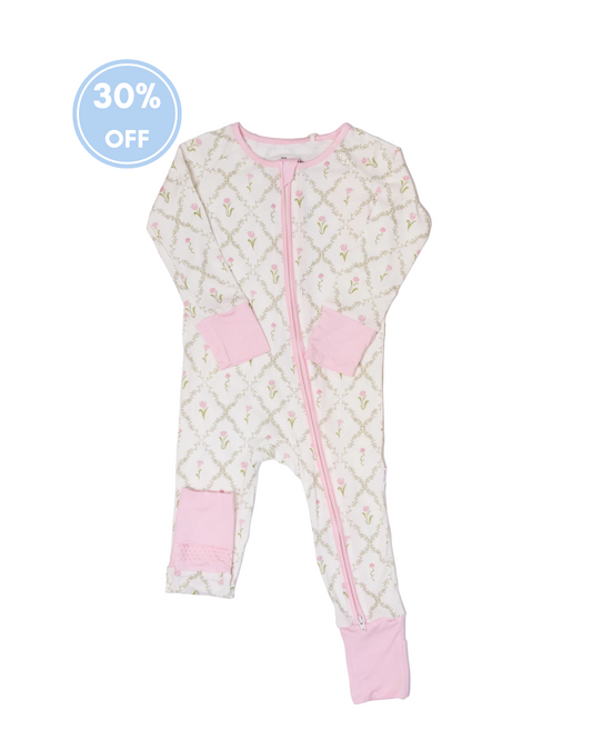 Flower Trellis - Bamboo Zippered Romper