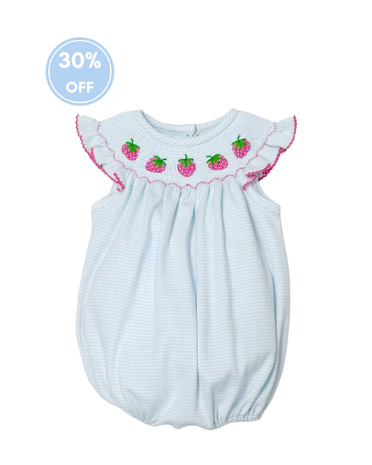 Billie Bishop Smocked Knit Bubble - Strawberry
