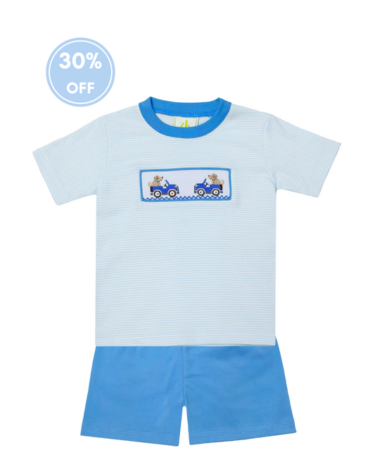 Harry's Smocked Play Tee and Knit Leo Short Set - Labrador
